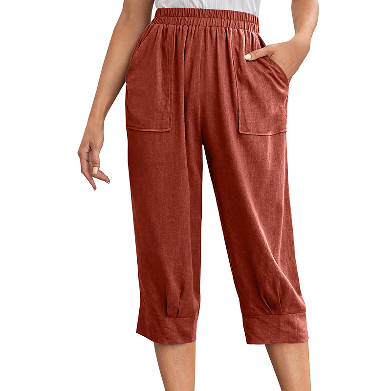 Women's Casual Relaxed Fit Solid Color Pants