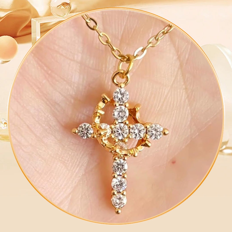 👑New Arrival 58% OFF! 💫 2026 New Crown with Cross Pendant Necklace – Elegant Faith-Inspired Design, Double-Sided Detail, Gold/Silver Options. Perfect for Daily Wear  💛✨🎁