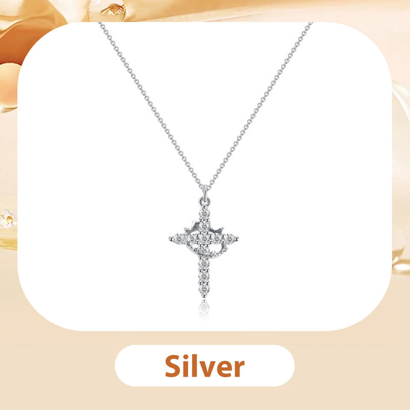 👑New Arrival 58% OFF! 💫 2026 New Crown with Cross Pendant Necklace – Elegant Faith-Inspired Design, Double-Sided Detail, Gold/Silver Options. Perfect for Daily Wear  💛✨🎁