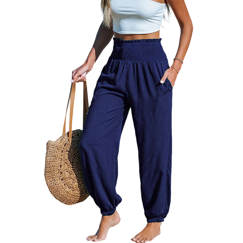Women's Smocked High Waist Harem Pants