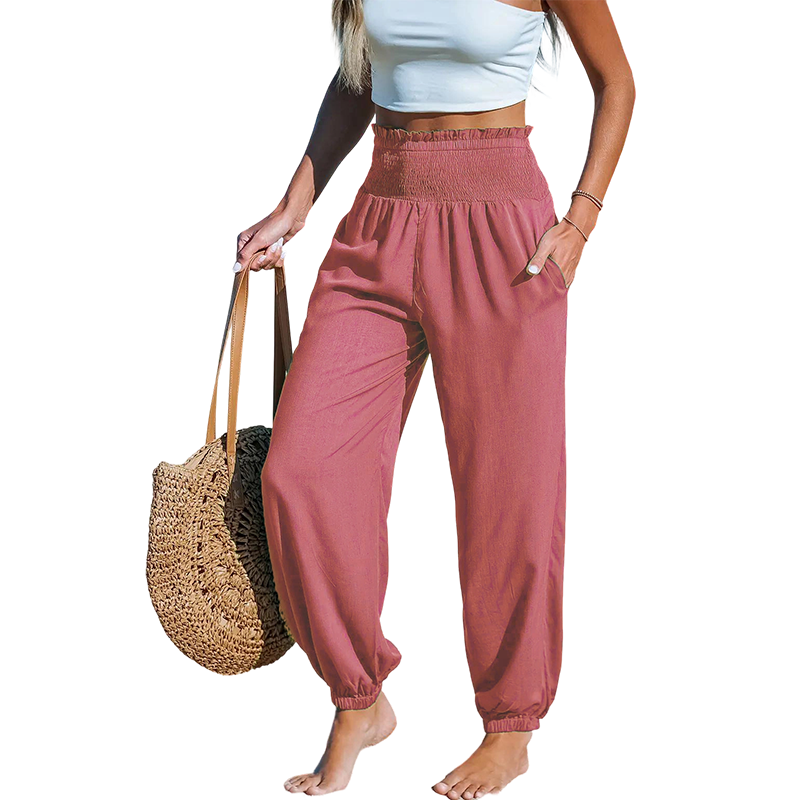 Women's Smocked High Waist Harem Pants