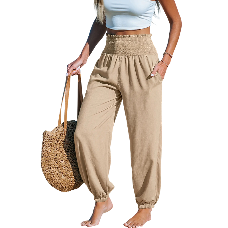 Women's Smocked High Waist Harem Pants