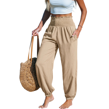 Women's Smocked High Waist Harem Pants