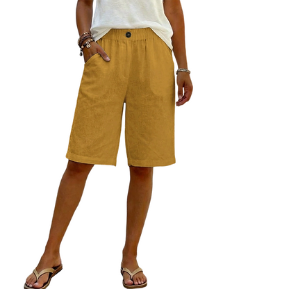 Solid Color Relaxed Fit Casual Shorts