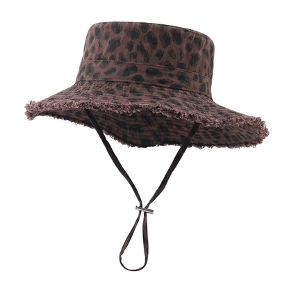 Leopard Print Sun Protection Bucket Hat for Women