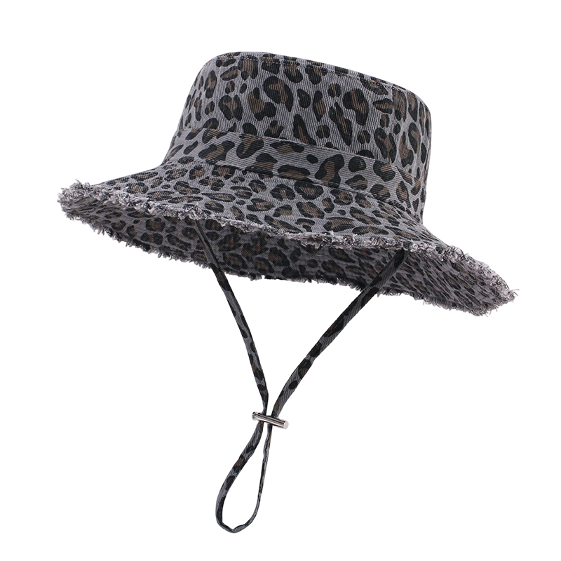 Leopard Print Sun Protection Bucket Hat for Women