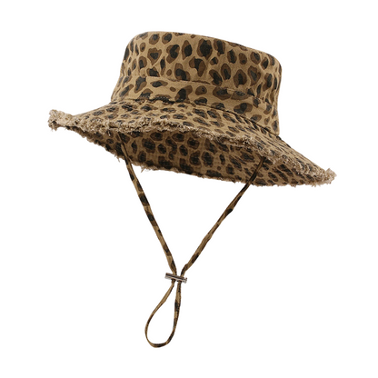 Leopard Print Sun Protection Bucket Hat for Women