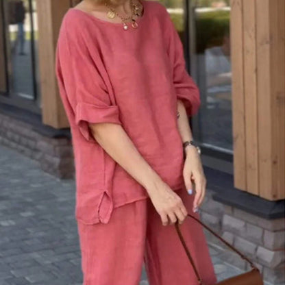 Women's 2 Piece Cotton Linen Outfits