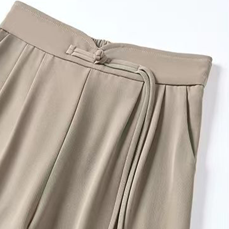 High-Waist Wide-Leg Pants with Frog Button Detail