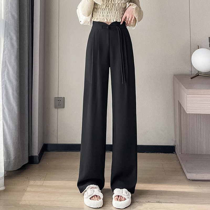 High-Waist Wide-Leg Pants with Frog Button Detail