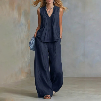 Elegant Loose Fit Sleeveless Top & Pants Set