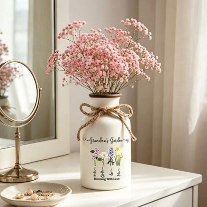 Family Birth Flower Bouquet Ceramic Vase
