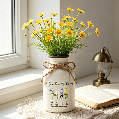 Family Birth Flower Bouquet Ceramic Vase