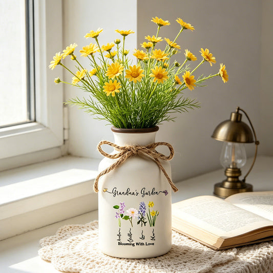 Family Birth Flower Bouquet Ceramic Vase