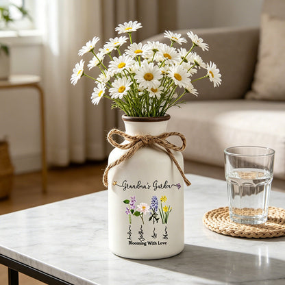 Family Birth Flower Bouquet Ceramic Vase