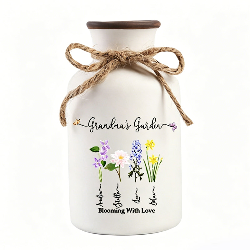 Family Birth Flower Bouquet Ceramic Vase