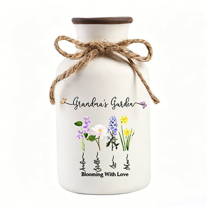 Family Birth Flower Bouquet Ceramic Vase
