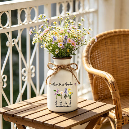 Family Birth Flower Bouquet Ceramic Vase