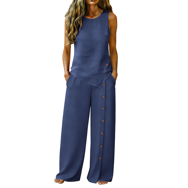 49% OFF! ✨ Women's Casual Sleeveless Top and Wide-Leg Trousers Set