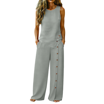 49% OFF! ✨ Women's Casual Sleeveless Top and Wide-Leg Trousers Set