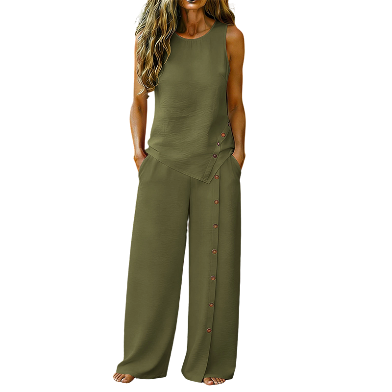 49% OFF! ✨ Women's Casual Sleeveless Top and Wide-Leg Trousers Set