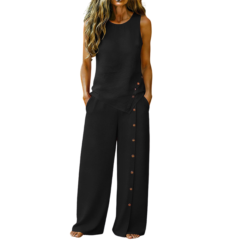 49% OFF! ✨ Women's Casual Sleeveless Top and Wide-Leg Trousers Set