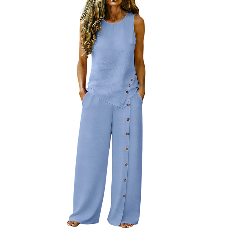 49% OFF! ✨ Women's Casual Sleeveless Top and Wide-Leg Trousers Set