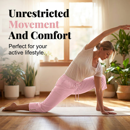 Women's Solid Drawstring Cotton Linen Capris