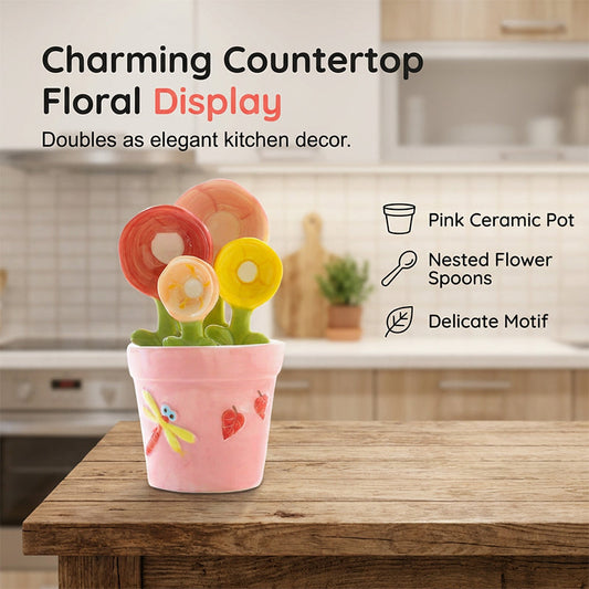 🌸 Ceramic Flower Measuring Spoons – Cute, Accurate & Display-Worthy
