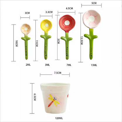 🌸 Ceramic Flower Measuring Spoons – Cute, Accurate & Display-Worthy
