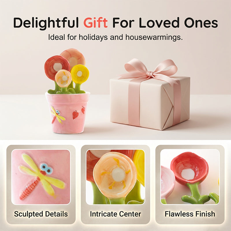 🌸 Ceramic Flower Measuring Spoons – Cute, Accurate & Display-Worthy