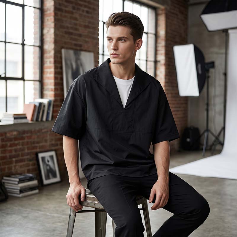 Solid Color Relaxed Fit Layered Look T-Shirt