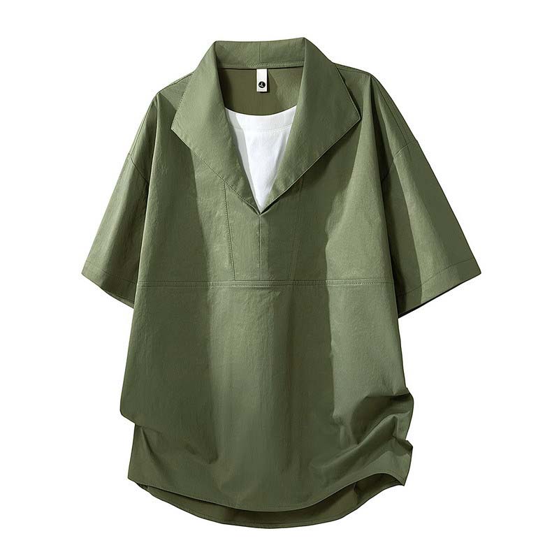 Solid Color Relaxed Fit Layered Look T-Shirt