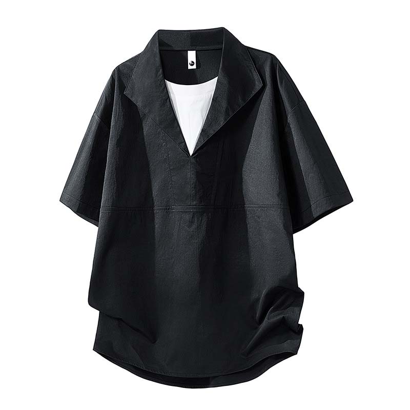 Solid Color Relaxed Fit Layered Look T-Shirt