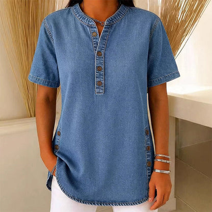 Women's Breathable Casual Denim Look Top