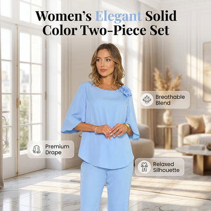 Women's Elegant Solid Color Two-Piece Set