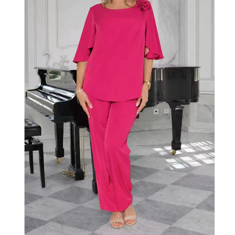 Women's Elegant Solid Color Two-Piece Set