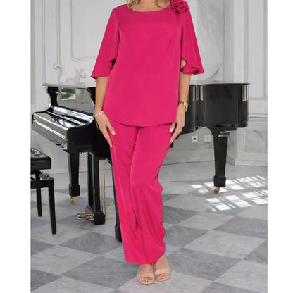 Women's Elegant Solid Color Two-Piece Set