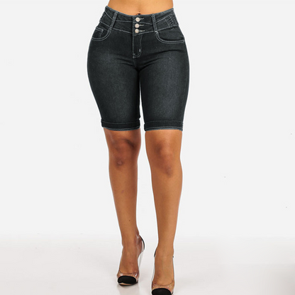 Women's High-Waist Stretch Denim Shorts