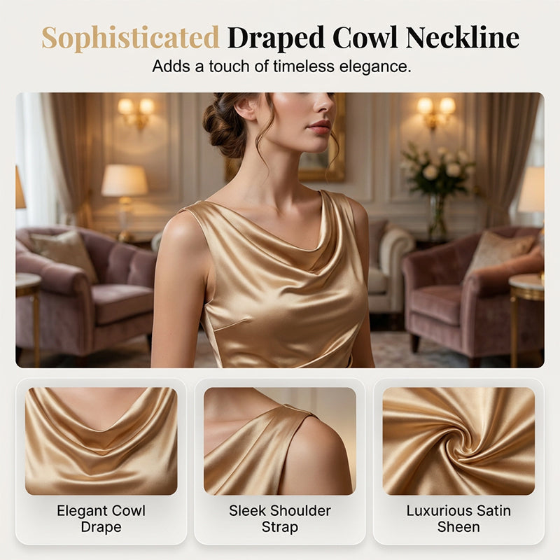 🎁New Arrivals 55% OFF💥Women's Sleeveless Cowl Neck Midi Dress & Showcasing nobility and luxury