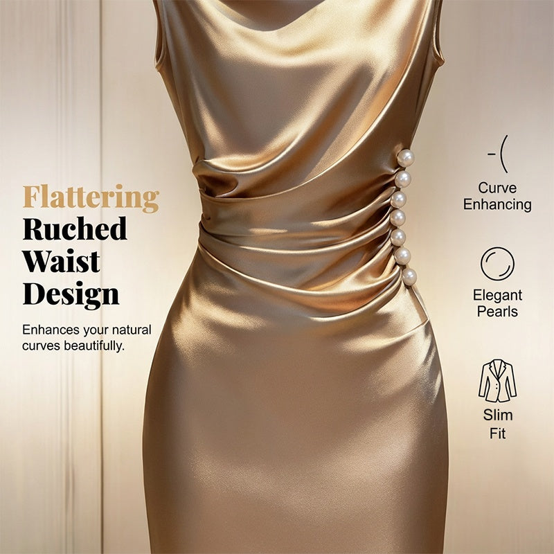 🎁New Arrivals 55% OFF💥Women's Sleeveless Cowl Neck Midi Dress & Showcasing nobility and luxury
