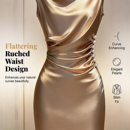 🎁New Arrivals 55% OFF💥Women's Sleeveless Cowl Neck Midi Dress & Showcasing nobility and luxury