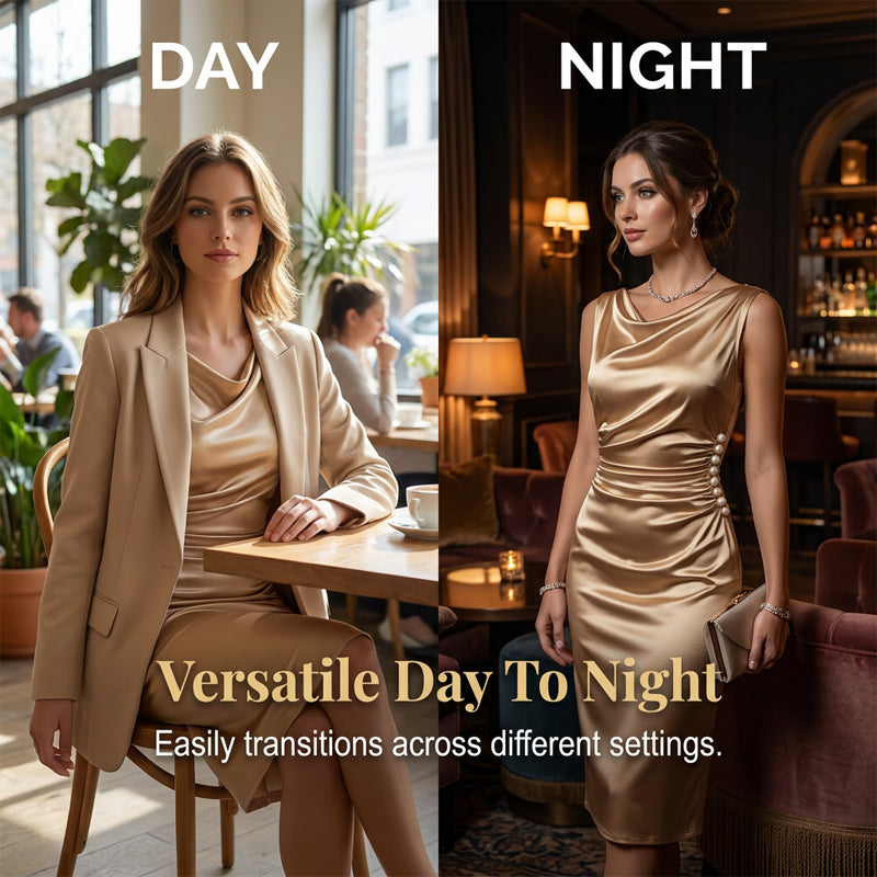 🎁New Arrivals 55% OFF💥Women's Sleeveless Cowl Neck Midi Dress & Showcasing nobility and luxury