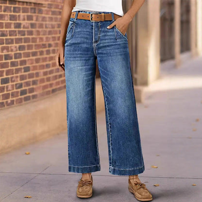 Women's High-Waist Straight-Leg Denim Jeans