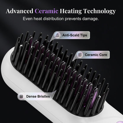 Multi-Function Cordless Ceramic Hair Straightener Brush