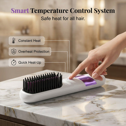 Multi-Function Cordless Ceramic Hair Straightener Brush