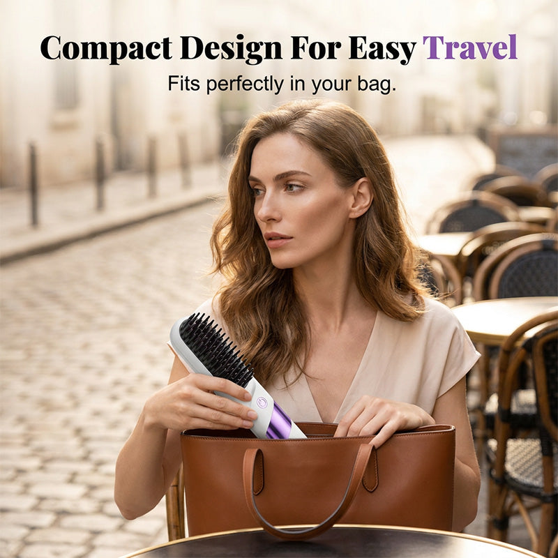 Multi-Function Cordless Ceramic Hair Straightener Brush