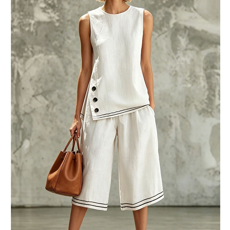 Women's Sleeveless Top & Wide-Leg Shorts Set