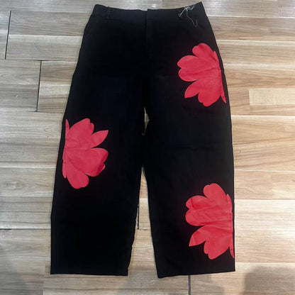 🥳 49% OFF! Artistic Flower Wide-Leg Jeans for Women