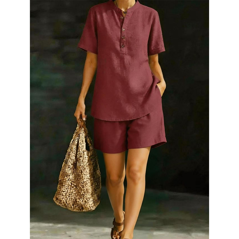 Women's Casual Short Sleeve Top and Shorts Set